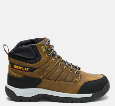 CAT Footwear - Men's Brickline Waterproof Steel Toe Work Boot - Pyramid colorway.