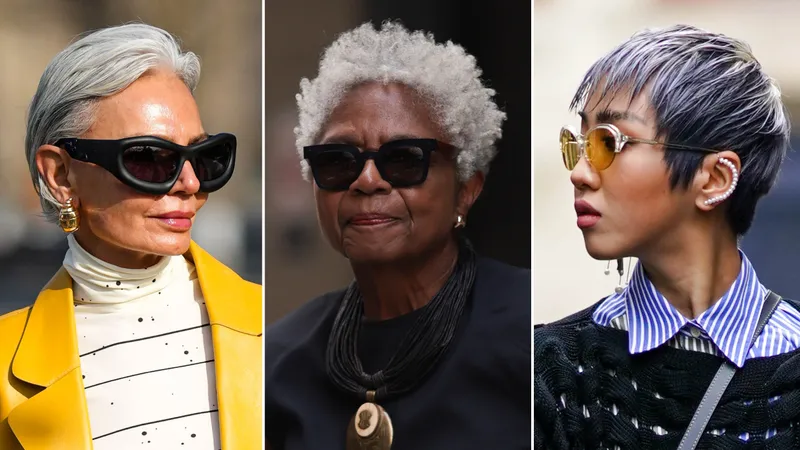 Short gray hairstyles: slicked back, afro, and pixie haircut