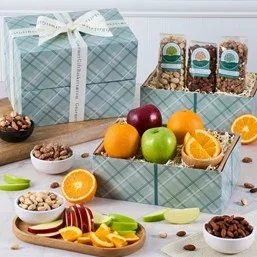 Image of Fresh Fruit and Nuts Gift Tower