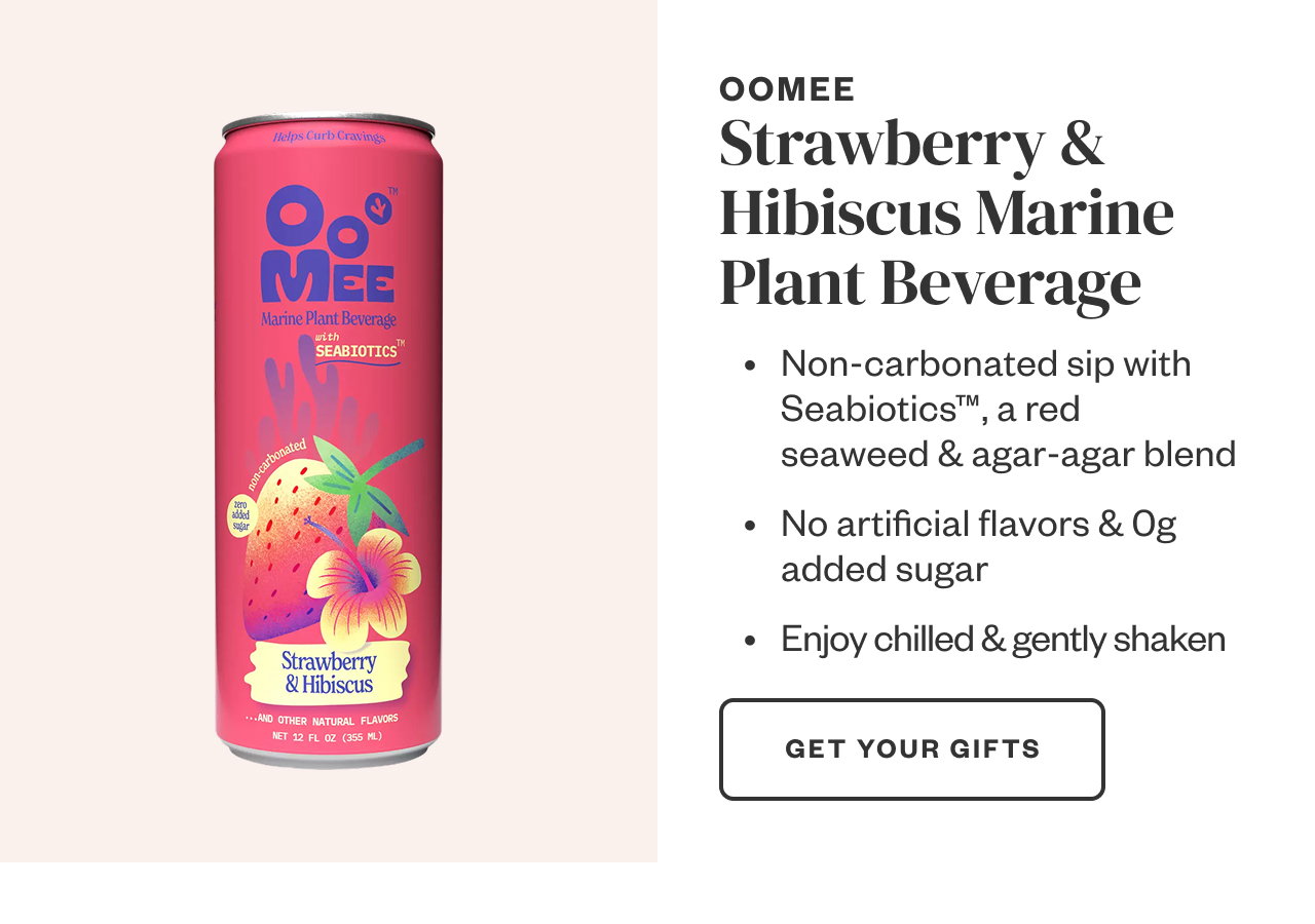 Oomee Strawberry + Hibiscus Marine Plant Beverage. Get Your Gifts.