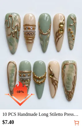 10 PCS Handmade Long Stiletto...