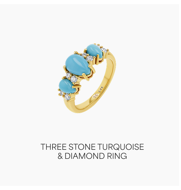 Three Stone Turquoise & Diamond Ring