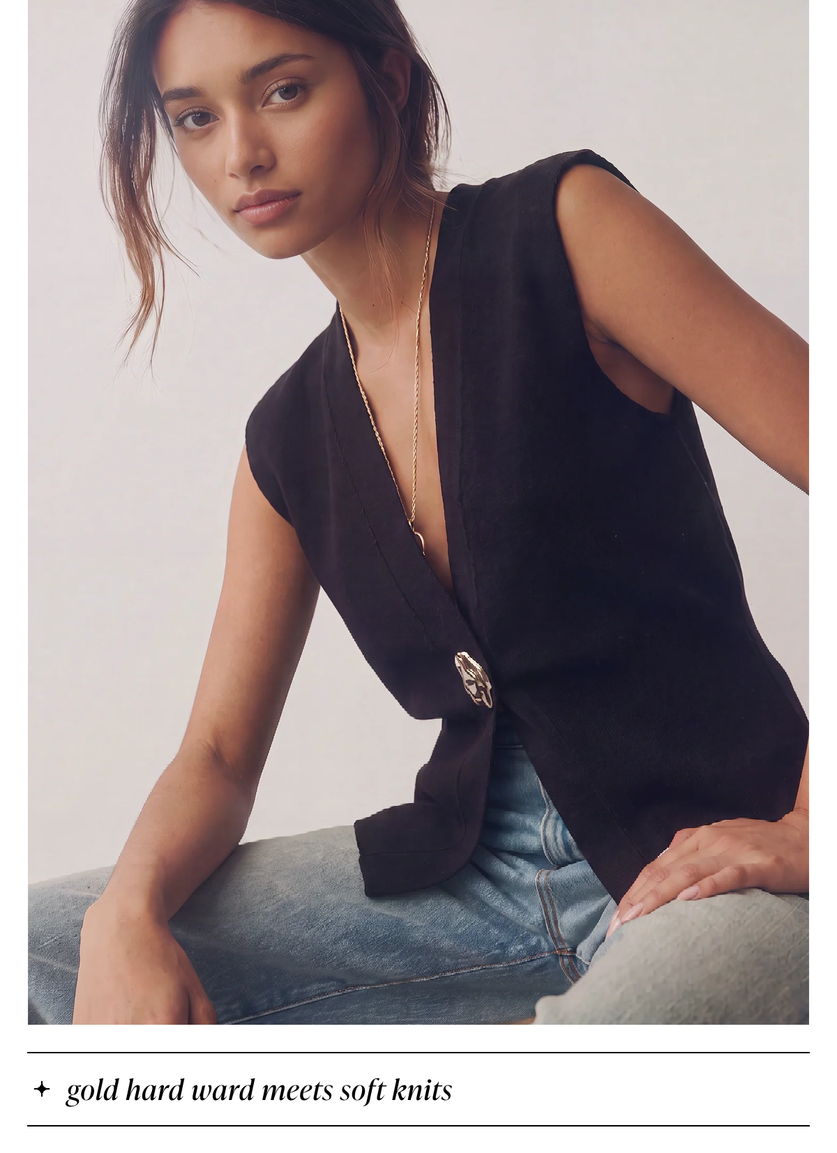 Gold hardware meets soft knits.