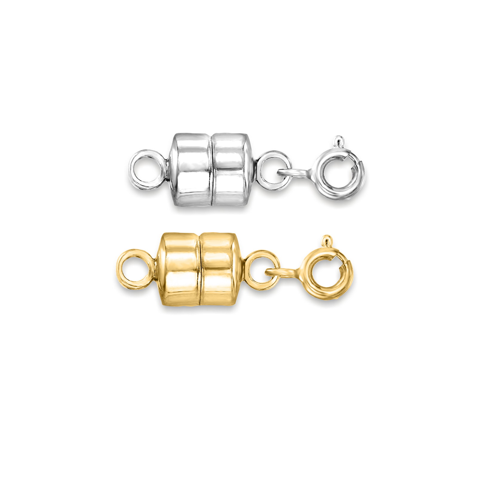 Image of Italian Sterling Silver and 18kt Gold Over Sterling Jewelry Set: Two Magnetic Clasp Converters