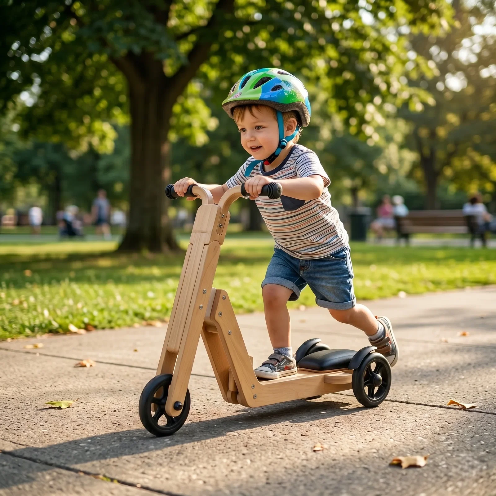 Image of Juneberry 2-in-1 Wooden Scooter & Ride-On Toy for Toddlers