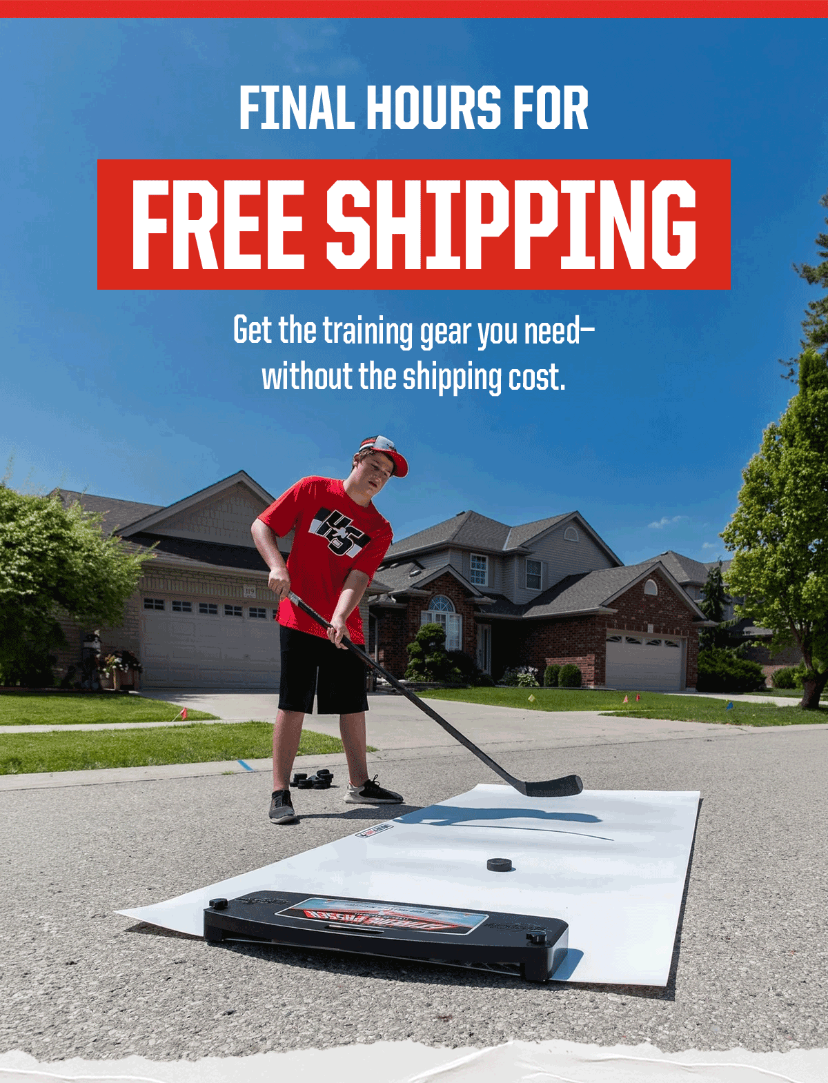 Headline: Final Hours For Free Shipping. Subheader: Get the training gear you need—without the shipping cost.