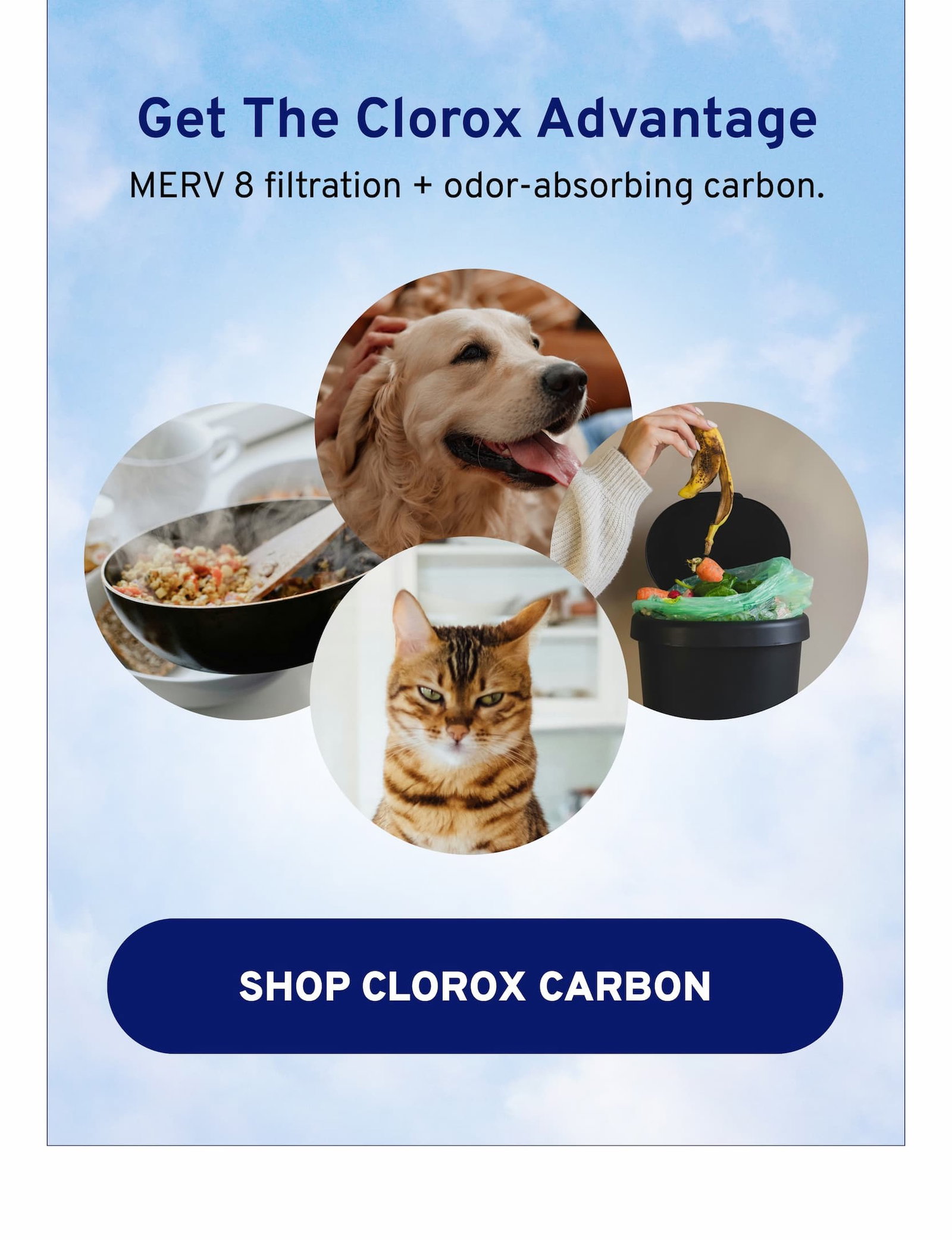 Get the Clorox Advantage – MERV 8 filtration and odor absorbing carbon.