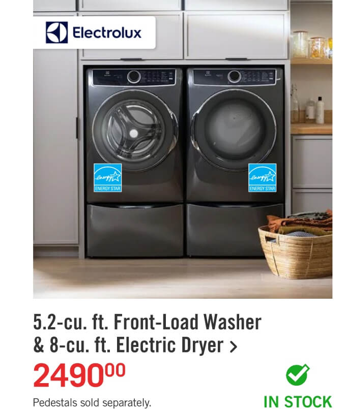 5.2-cu. ft. Front-Load Washer & 8-cu. ft. Electric Dryer.