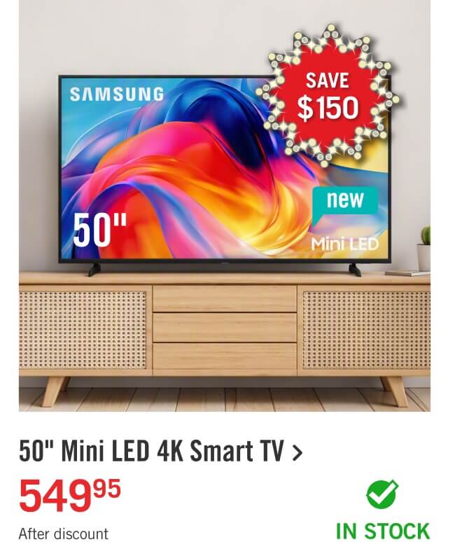 50" Mini LED 4K Smart TV.