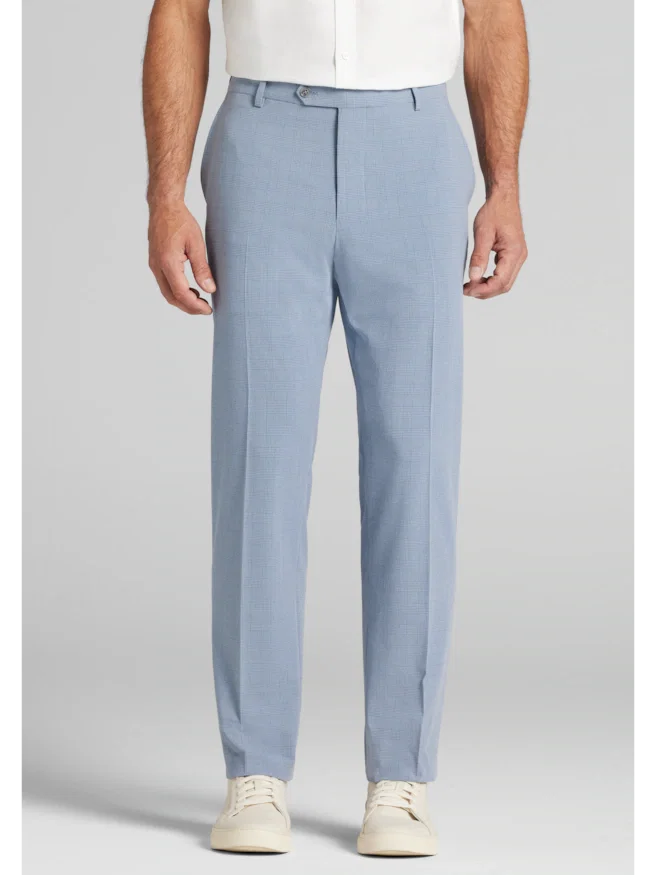 Jos. A. Bank Comfort Stretch Tailored Fit Plaid Seersucker Suit Separate Pants