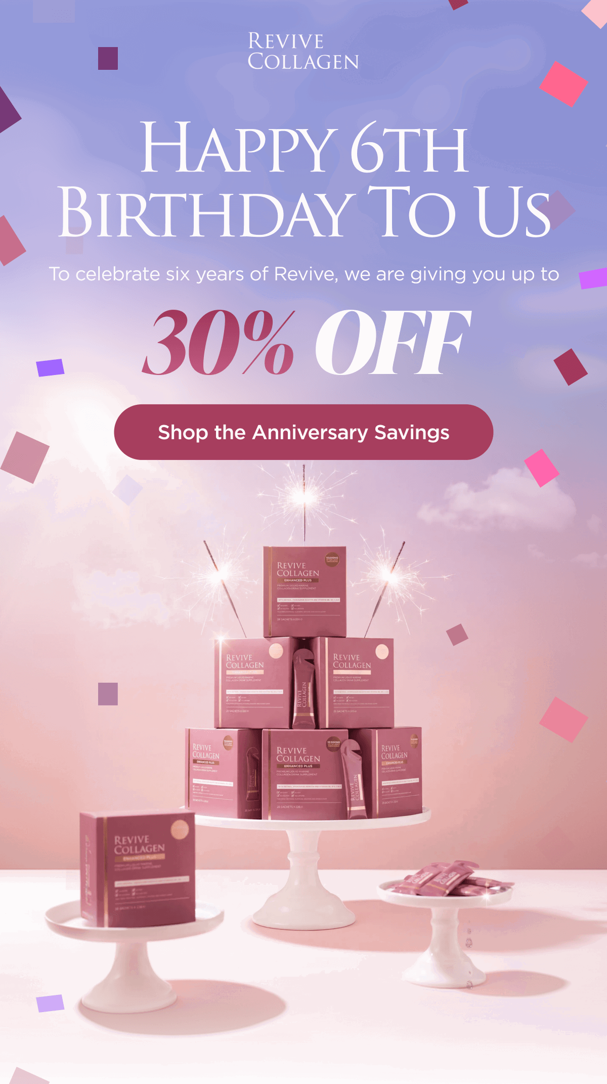 August marks six years since Revive Collagen launched, and we're celebrating it with savings the range, and they land very soon.