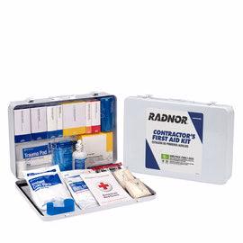 Image of RADNOR™ White Metal Portable Or Wall Mount 50 Person 254 Piece First Aid Kit