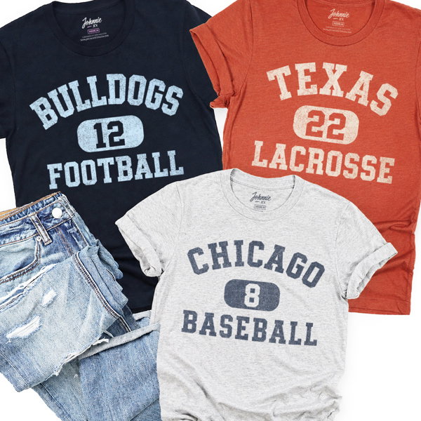 Custom Team Name & Number Personalized Football Baseball Graphic Tee | Team Shirt