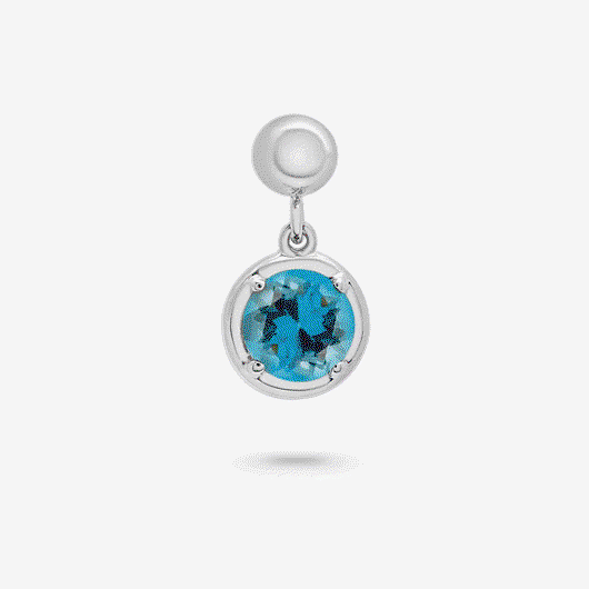 Blue Topaz Birthstone Bead Charm in Sterling Silver