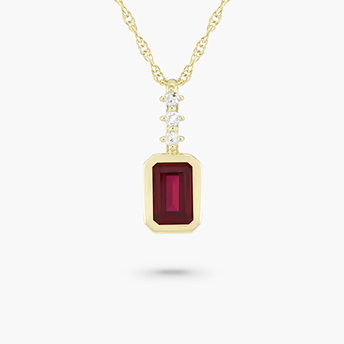Lab-Created Ruby and Diamond Accent Pendant