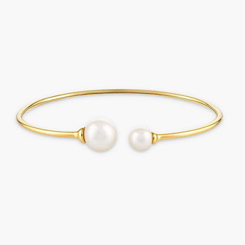 Freshwater Cultured Pearl Open Flex Bangle Bracelet in Vermeil