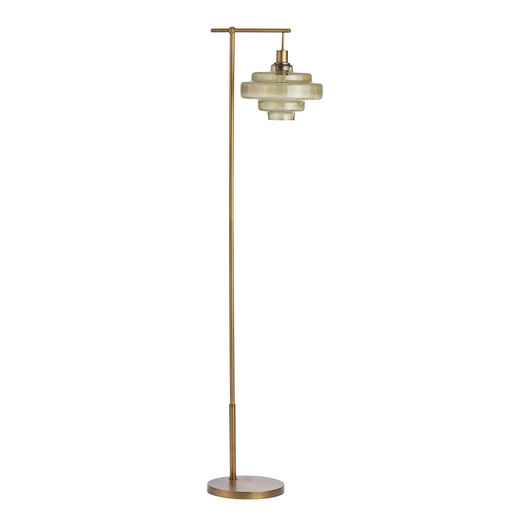 Sonnet Olive Green Handblown Glass and Bronze Floor Lamp
