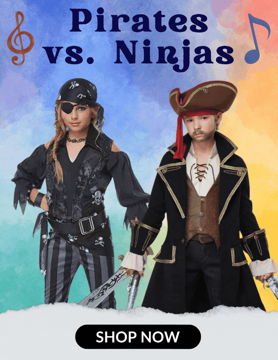 Pirates Vs Ninjas Book Week Costumes. Click to shop all Book Week.