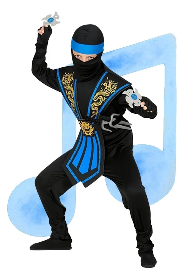 Blue Kombat Ninja with Weapons Boys Costume