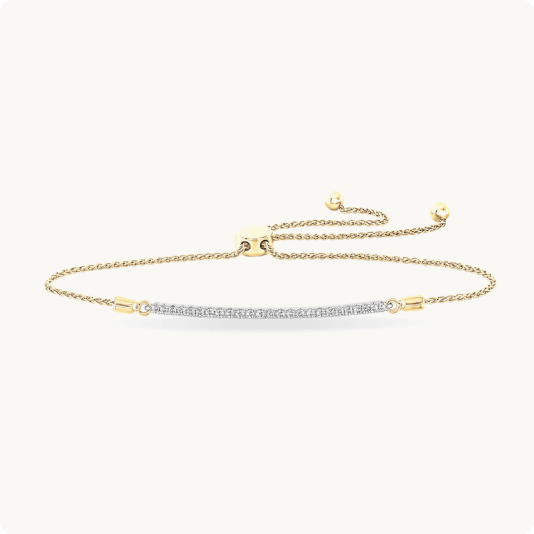 Brilliant-Cut 0.20ctw. Diamond Bolo Bracelet in 10k White & Yellow Gold