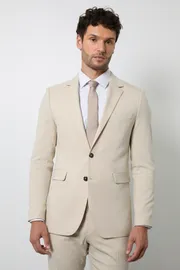 Beige Tailored Fit Suit Jacket