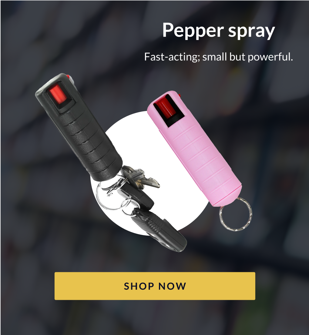 Pepper spray Fast-acting; small but powerful. [SHOP NOW]