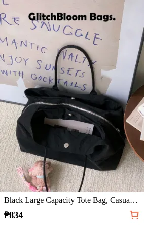 Black Large Capacity Tote Bag...