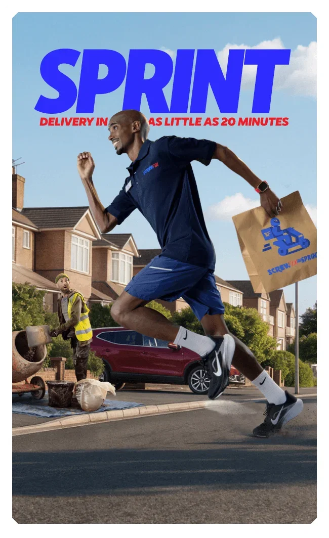 Screwfix Sprint. Delivery in as little as 20 minutes. Find out more