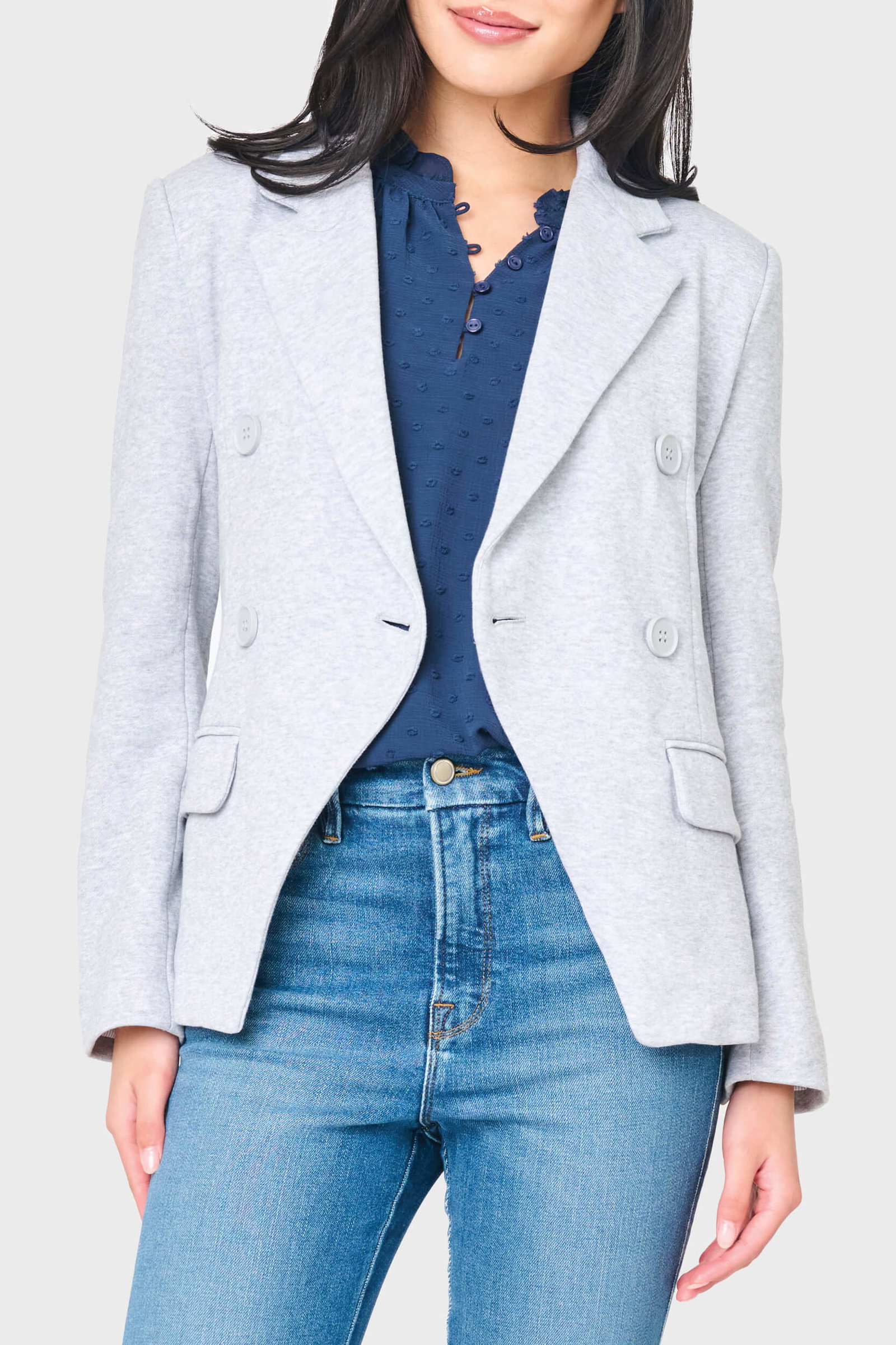 Image of Double Breasted Blazer in Heather Grey