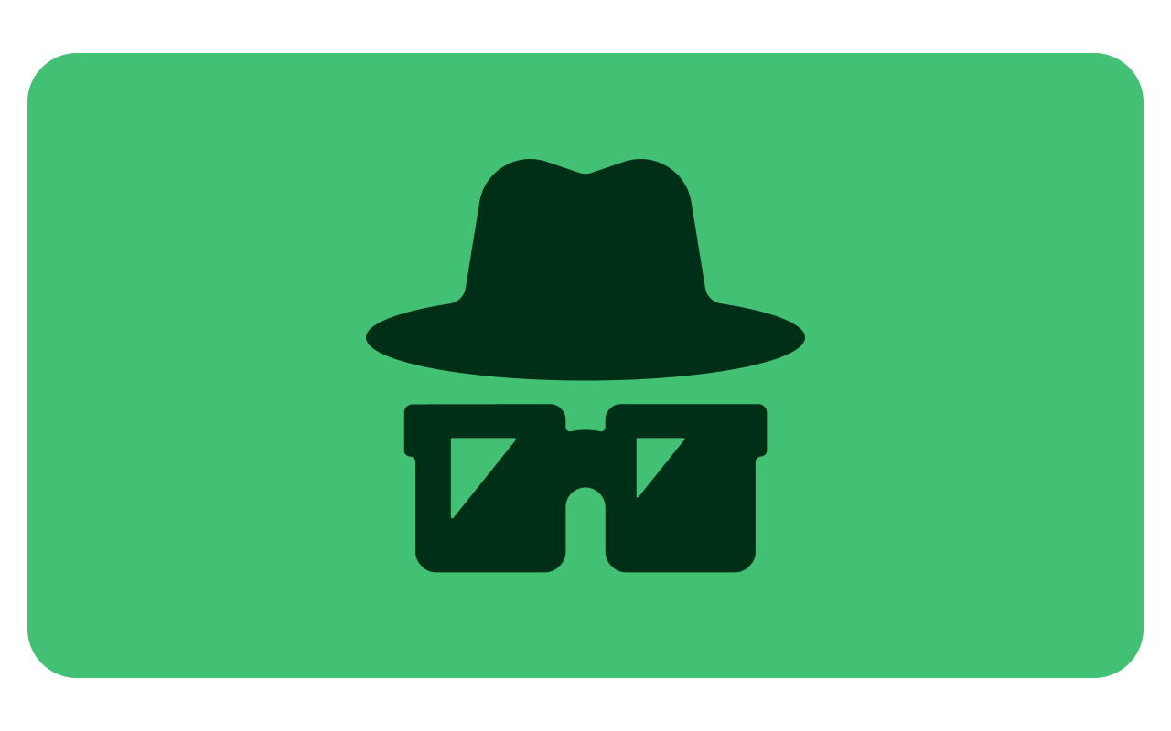 Green background with a detective hat and glasses symbol on