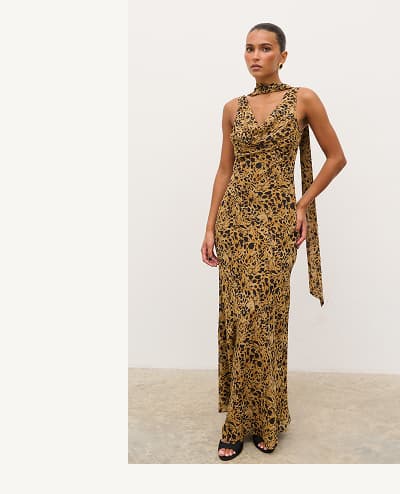Arden High Cowl Scarf Maxi Dress