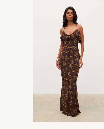 Marlowe Corsage Ruffle Maxi Dress