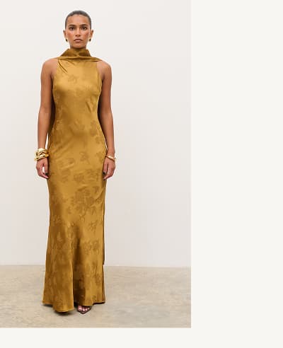 Lethe Drape Scarf Jacquard Maxi Dress
