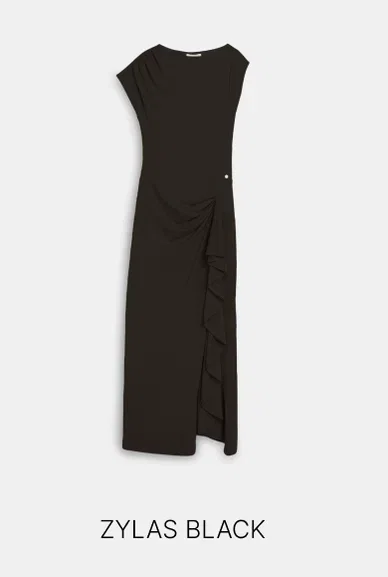 JV-ZYLAS slim fit maxi jurk met ruffles - black