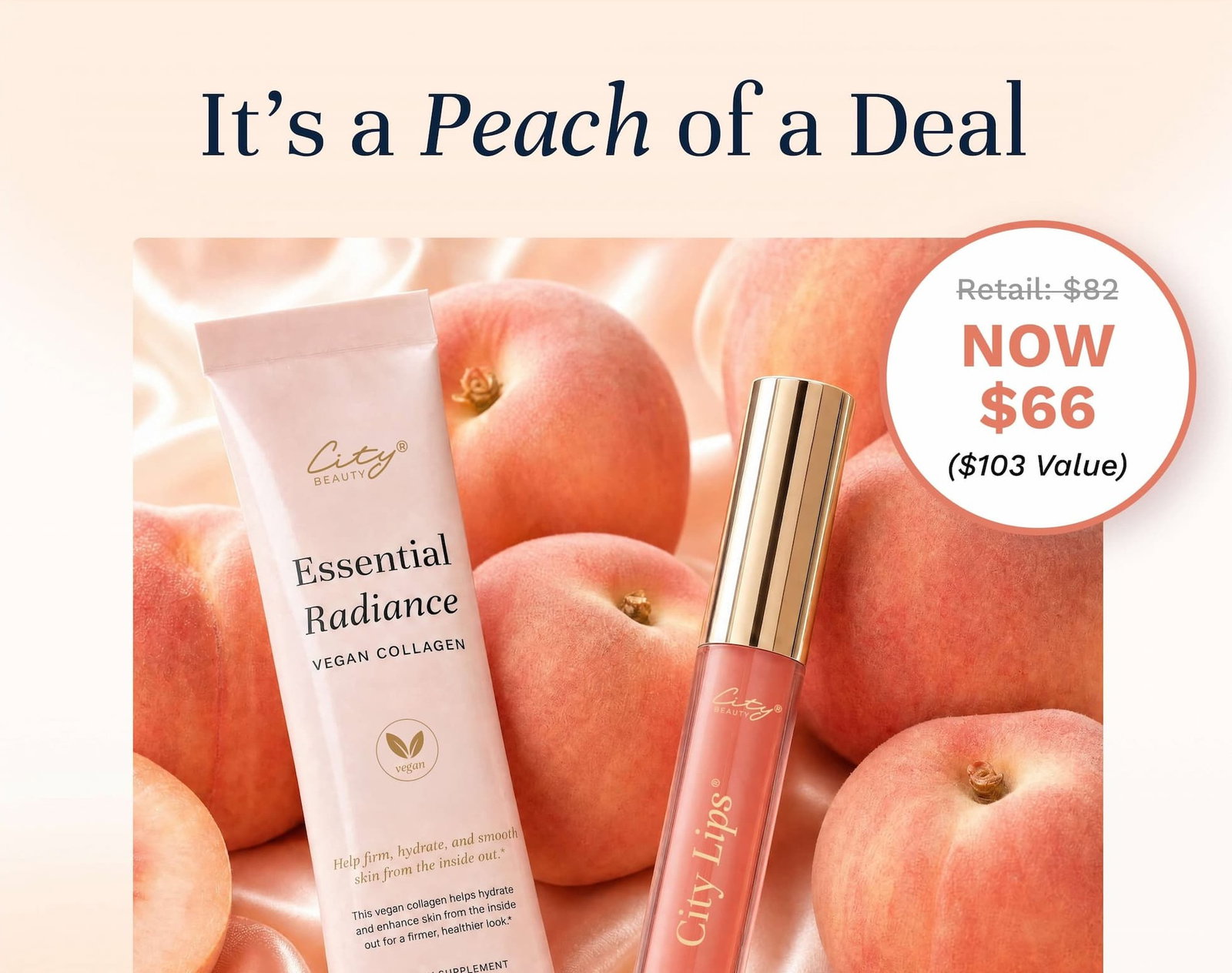 The peachiest deal of them all! 🍑 From $103 value to $66 😯 Save now at citybeauty.com