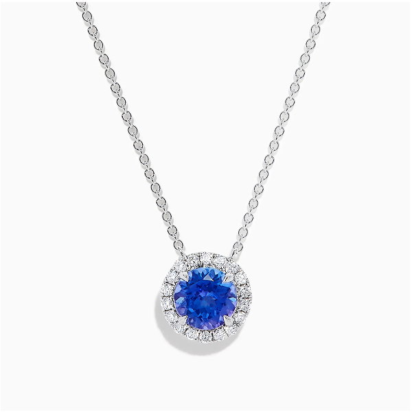 Nahla 14K White Gold Tanzanite and Diamond Halo Necklace