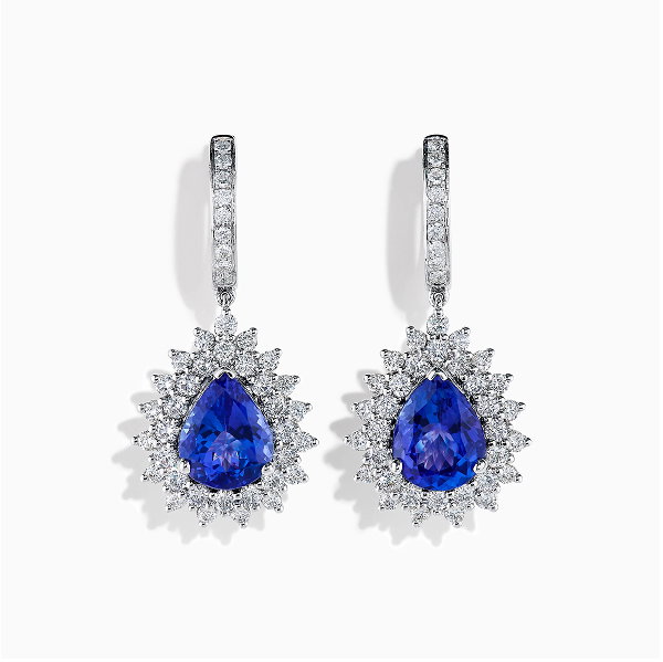 Effy Hematian 18K White Gold Tanzanite and Diamond Halo Drop Earrings