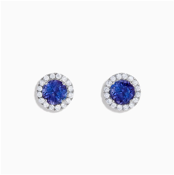 Nahla 14K White Gold Tanzanite and Diamond Stud Earrings