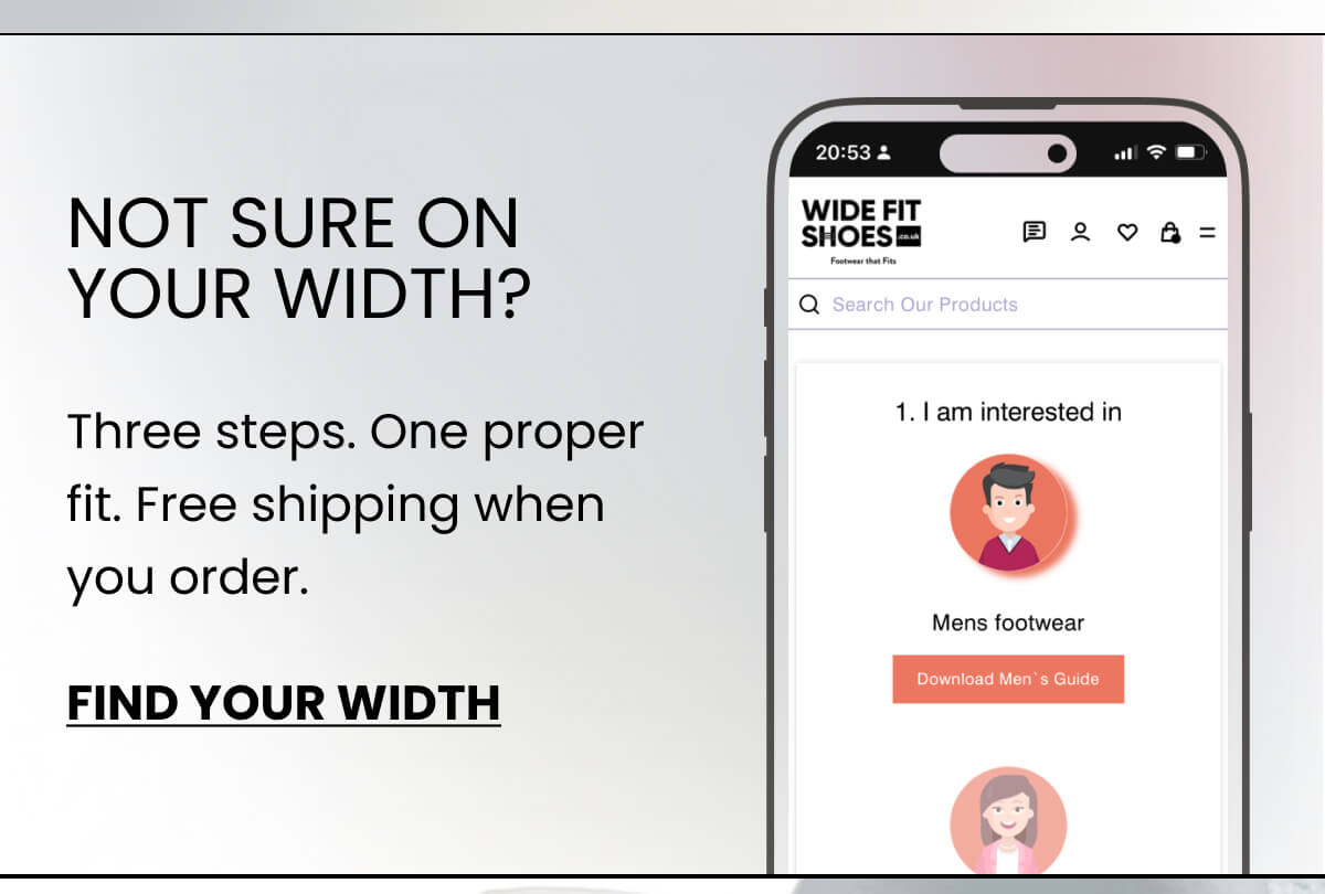 NOT SURE ON YOUR WIDTH? Three steps. One proper fit. Free shipping when you order.
