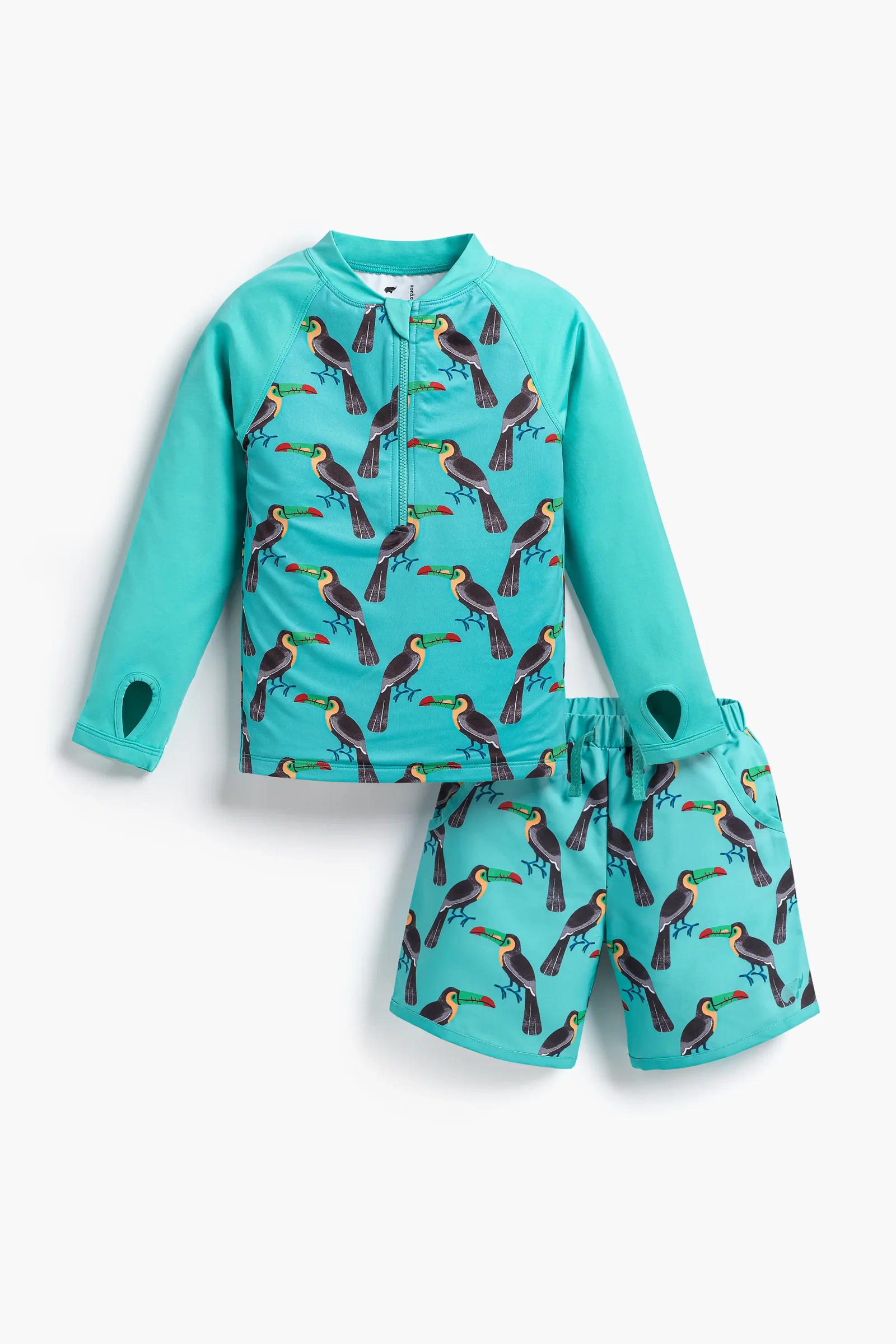Image of Rashguard Top Swim Trunks Bundle In Tropical Toucans