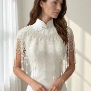 Ivory Pearlies Fringe Occasions Shoulder Cape Overlay