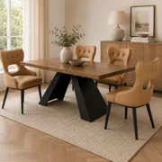 Axel 1.8 Dining Table Solid wood top with Matt Black Metal Legs