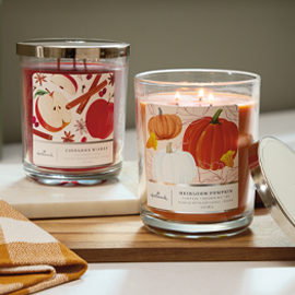 Two candles with fall scents.