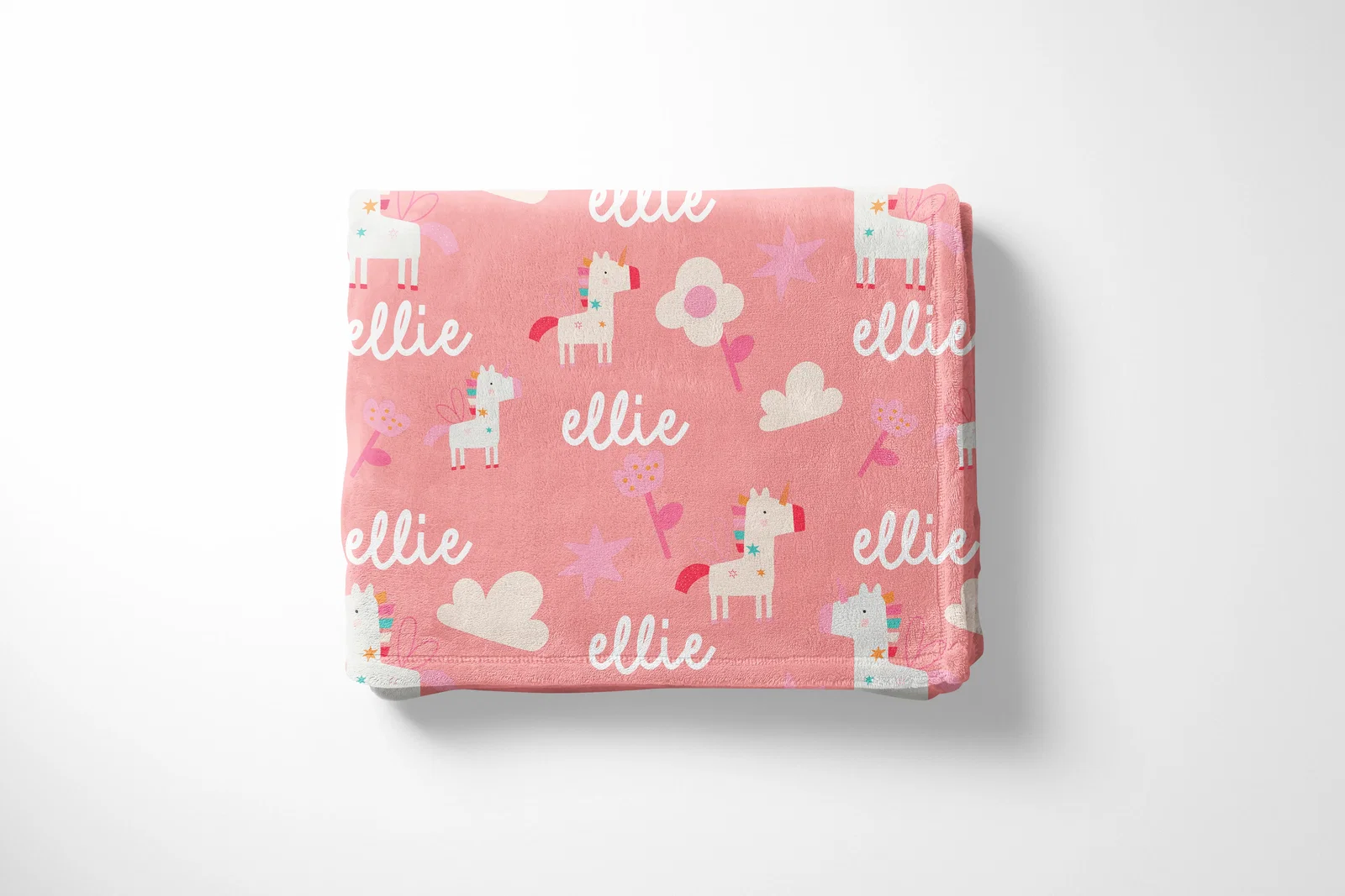 Image of Pink Unicorn Name Blanket