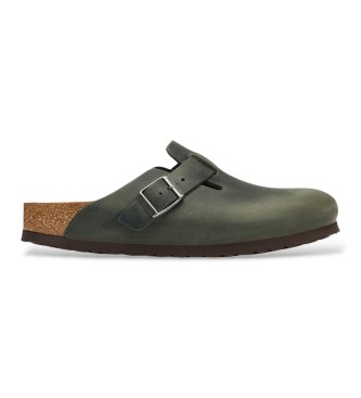 Zuecos de Piel Boston Oiled (Ajuste Regular) verde