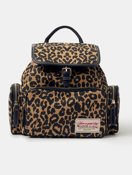 Leopard Print Multi Pocket Backpack