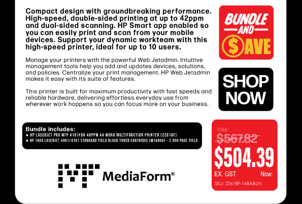Shop Now - Bundle Was  $567.82 Now  $504.39 Ex GST