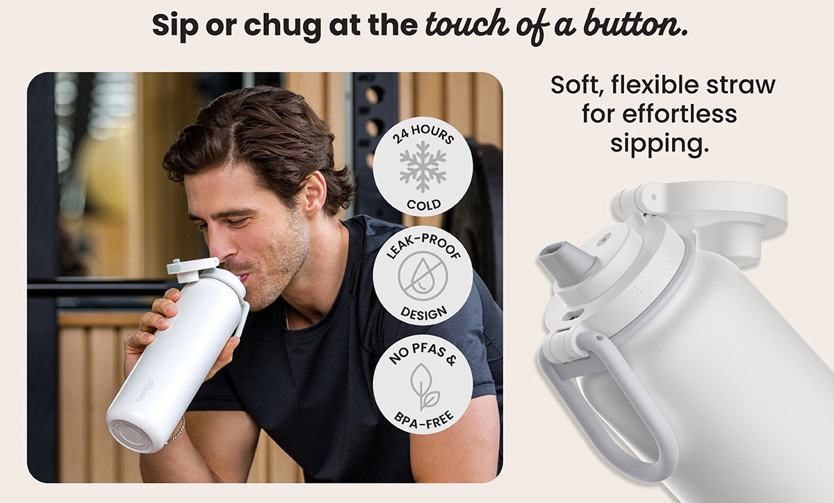 Sip Or Chug At The Touch Of A Button - Soft, Flexible Straw For Effortless Sipping