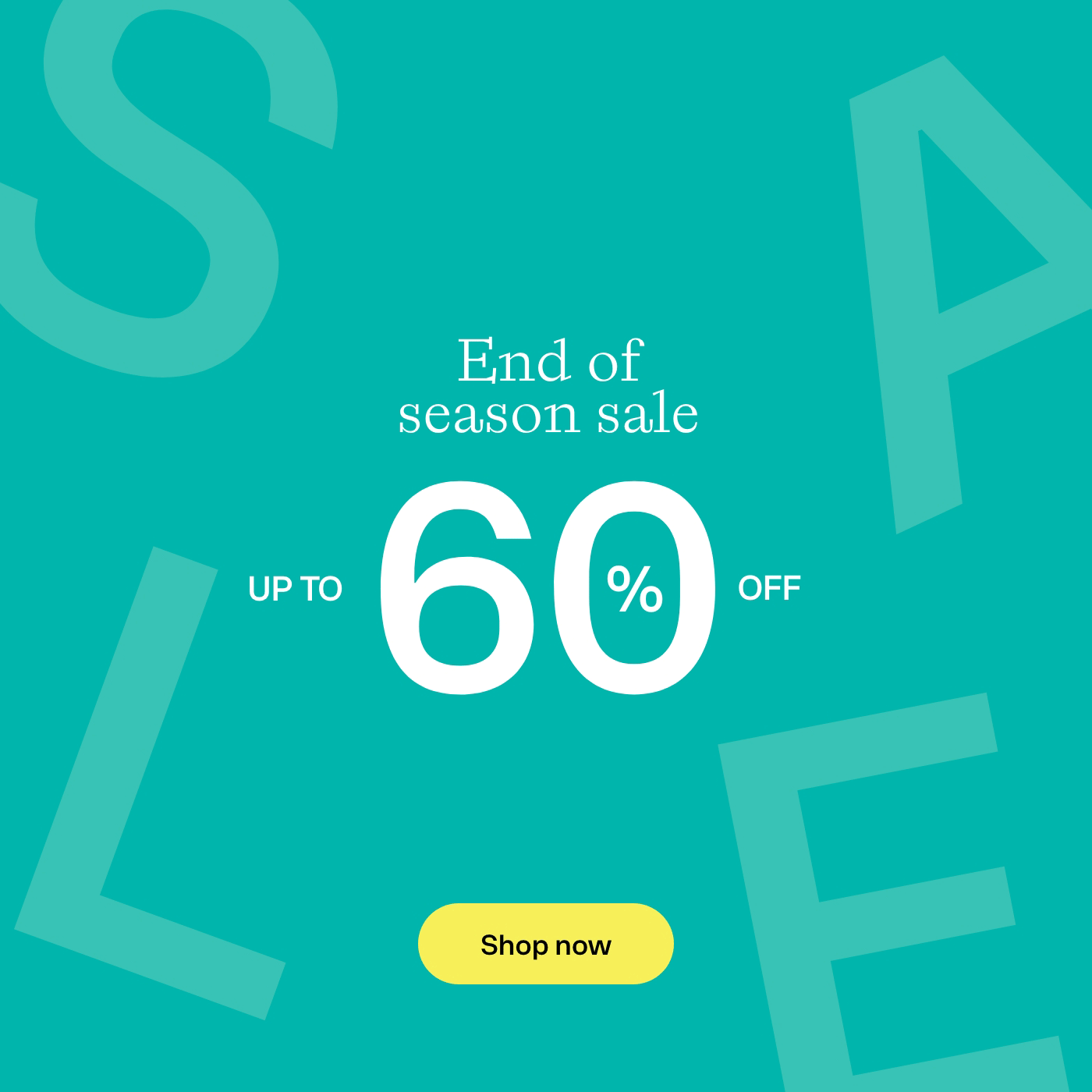 Last chance to shop up to 60% off. Shop now.