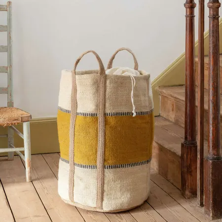 Mustard Jute Laundry Basket